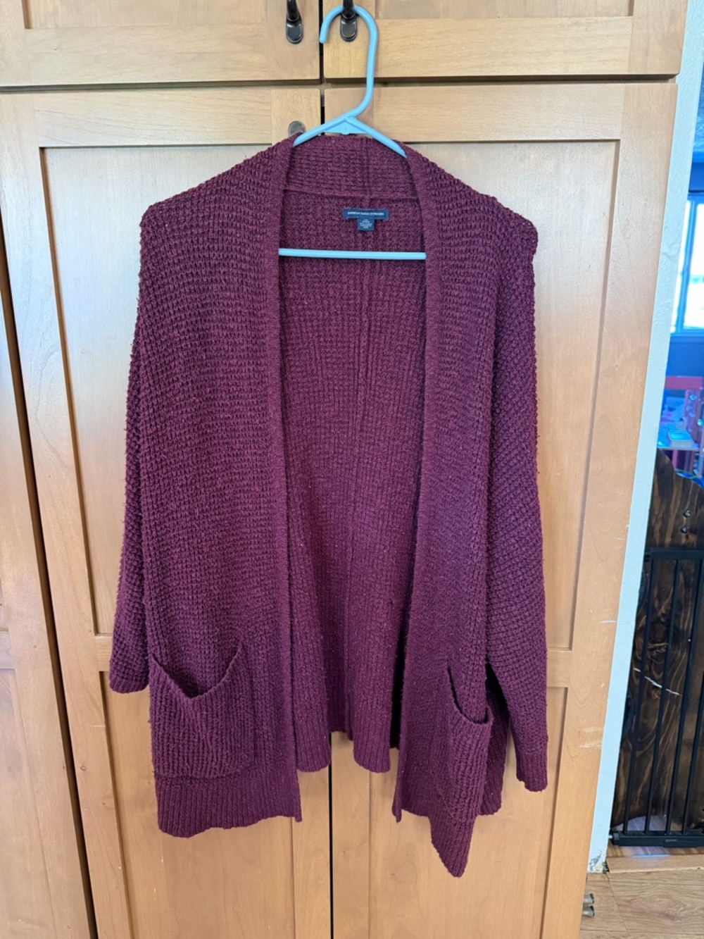 American Eagle Outfitters Open-Front Cardigan - Burgundy